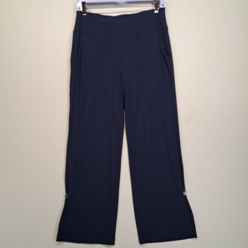 Habitat Clothes To Live In Womens Navy Wide Leg Pants Button Side Hem